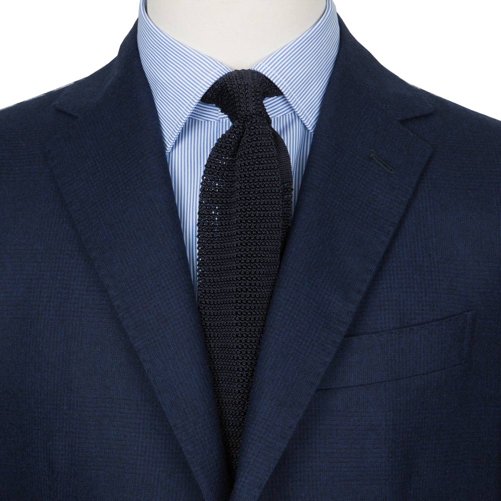 小物 BEAMS F KNIT TIE (Navy silk/cashmere) Dark Navy Solid Silk Knit Tie – MEMENTOMORI