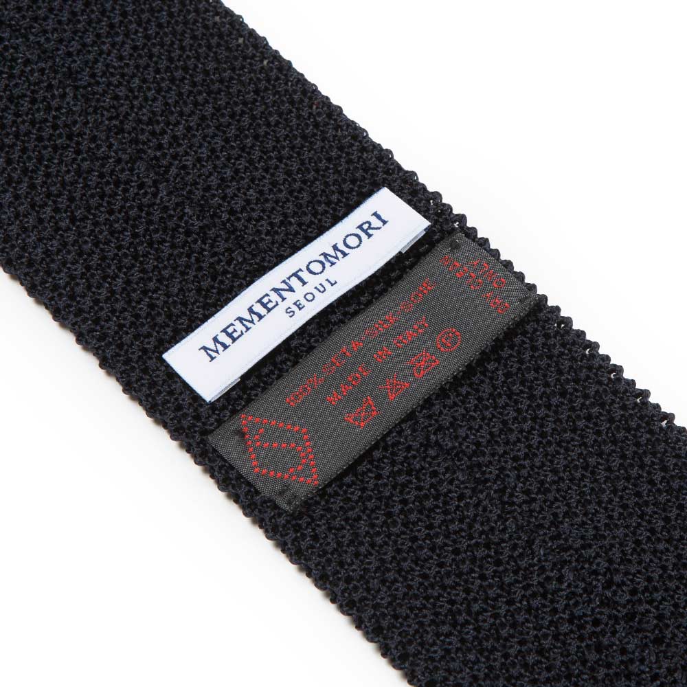 Dark Navy Solid Silk Knit Tie