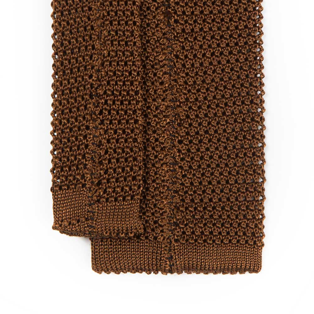 Light Brown Solid Silk Knit Tie