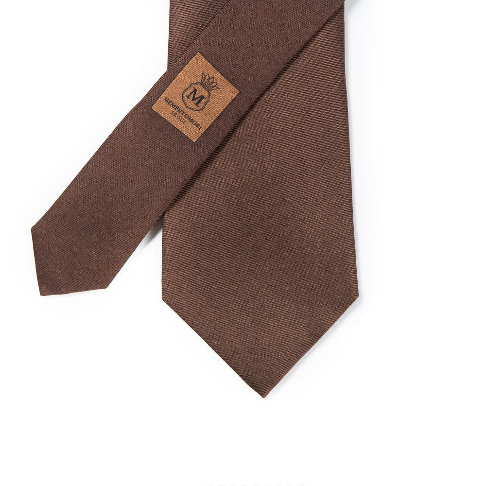 Hand Printed Brown Solid Silk Tie