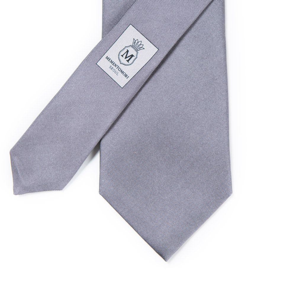 Hand Printed Gray Solid Silk Tie