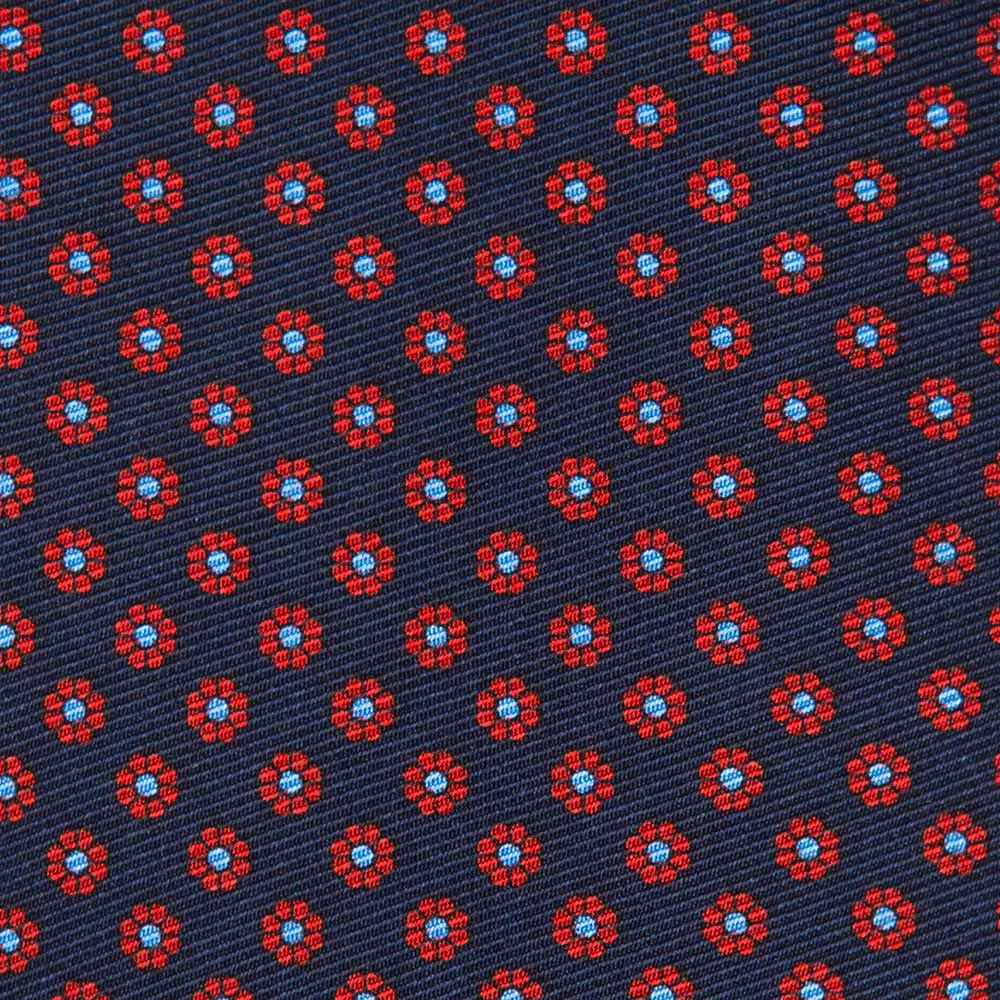 Hand Printed Petit Flower Navy Burgundy Silk Tie