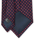 Hand Printed Petit Flower Navy Burgundy Silk Tie