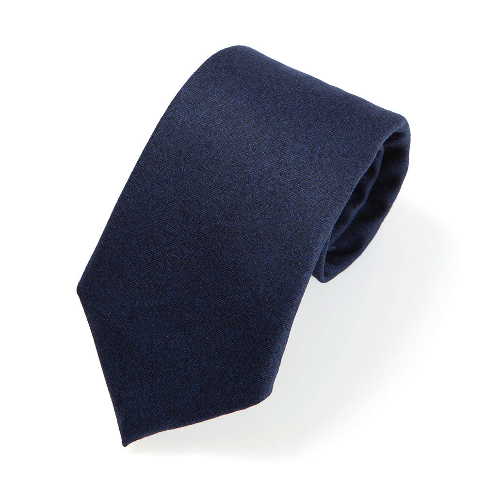 V.B.C Canonico Flannel Deep Blue Solid Wool Tie