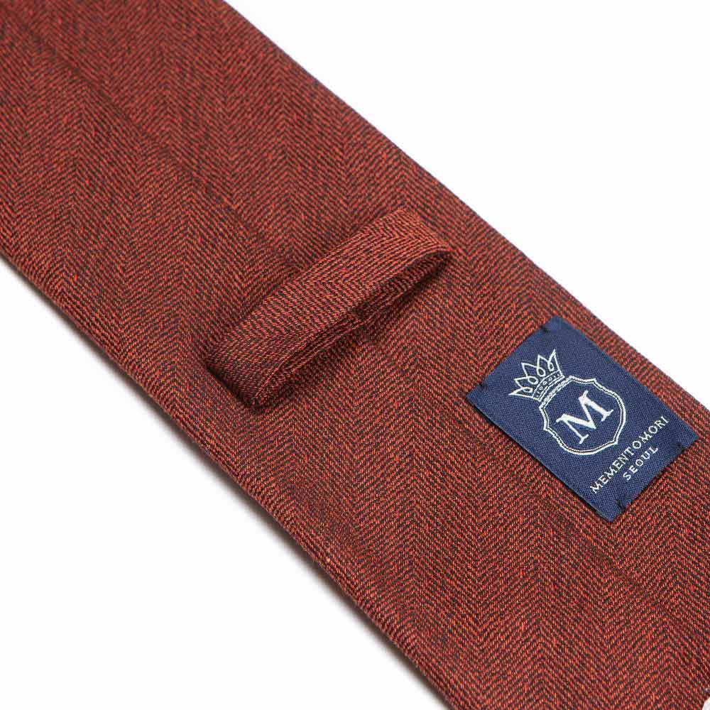 Herringbone Solid Orange Silk Tie