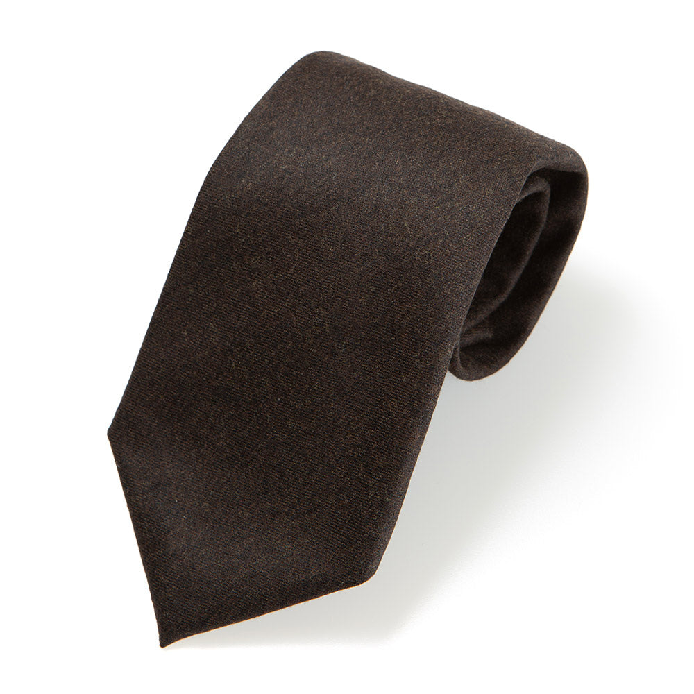 V.B.C Canonico Flannel Brown Solid Wool Tie