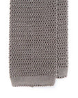 Silver Solid Silk Knit Tie