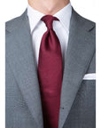 King Twill Solid Burgundy Silk Tie