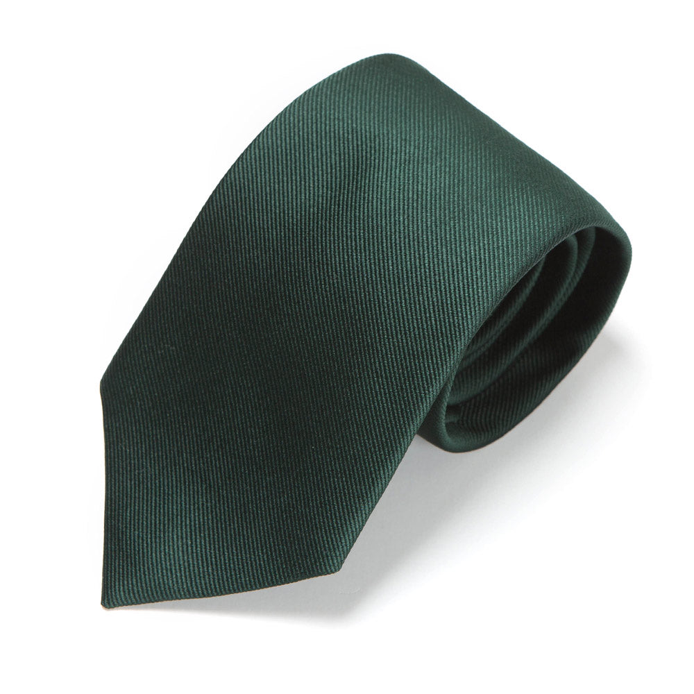 King Twill Solid Green Silk Tie