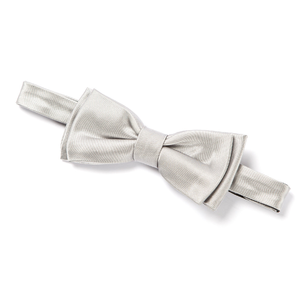 Wedding Silver Satin Silk Bow Tie