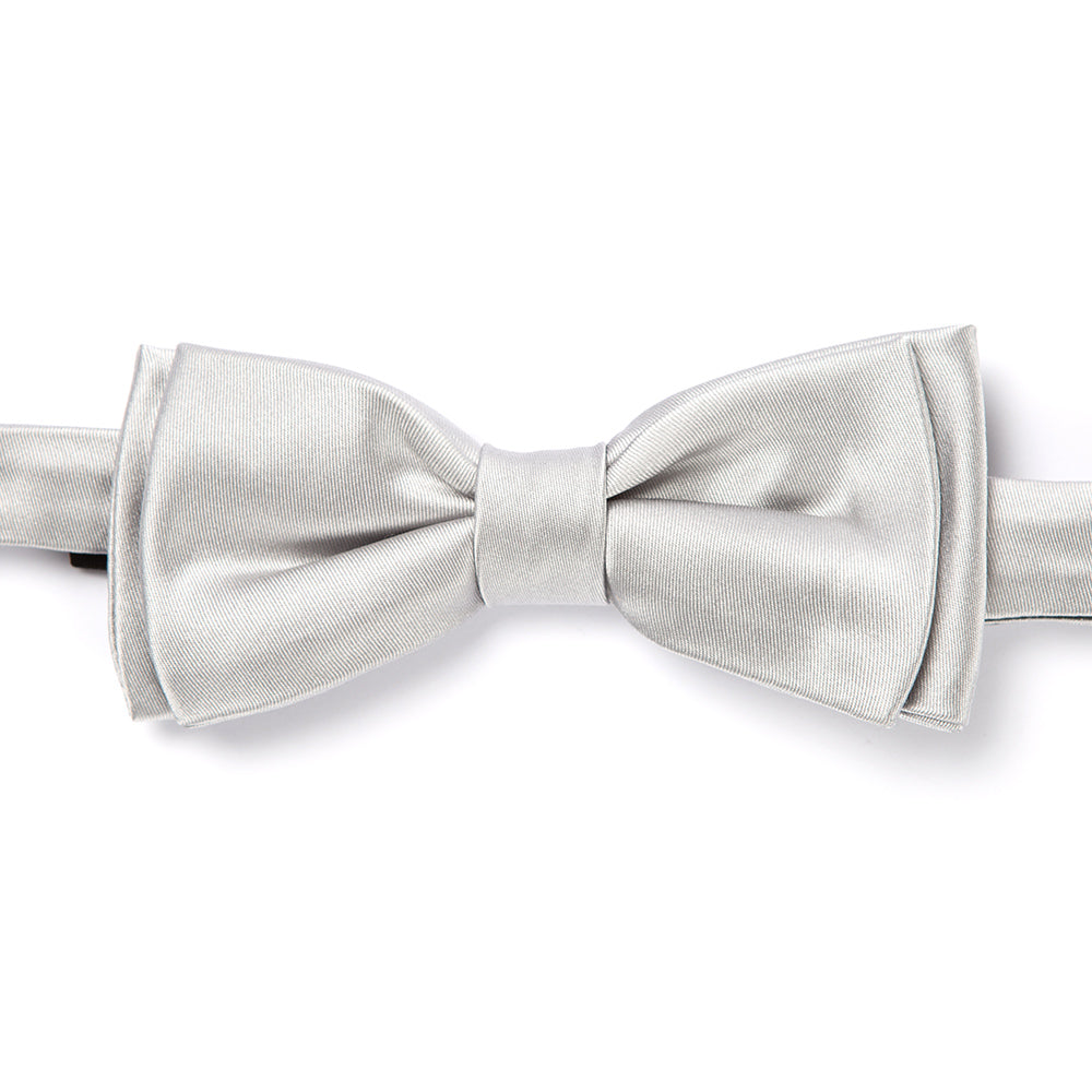 Wedding Silver Satin Silk Bow Tie