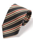 Vintage Stripe Navy Red Ivory Twill Silk Tie
