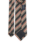 Vintage Stripe Navy Red Ivory Twill Silk Tie