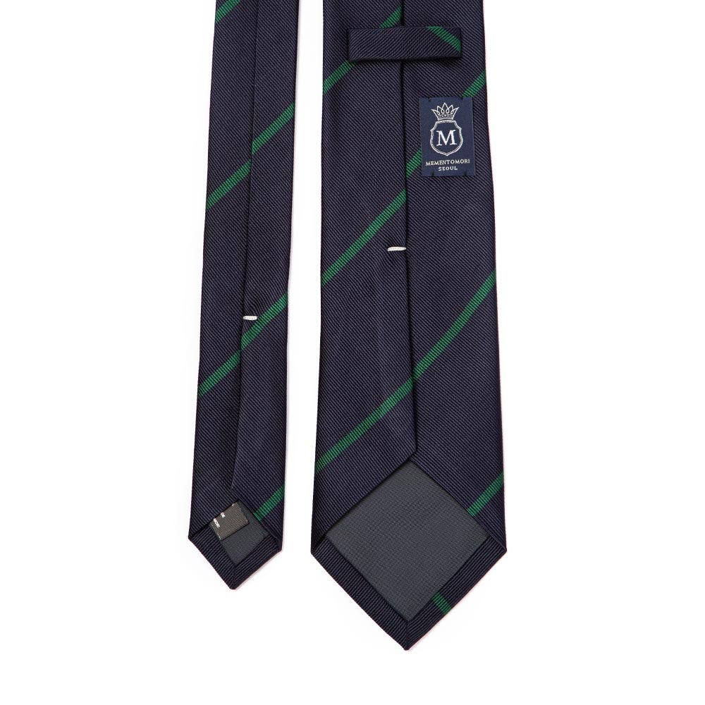 Forest Green Mori Stripe Dark Navy Silk Tie