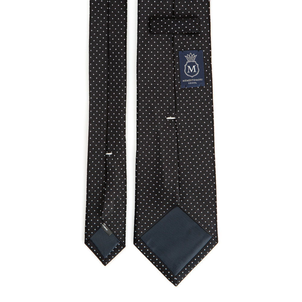 Pin Dot Black Silk Tie
