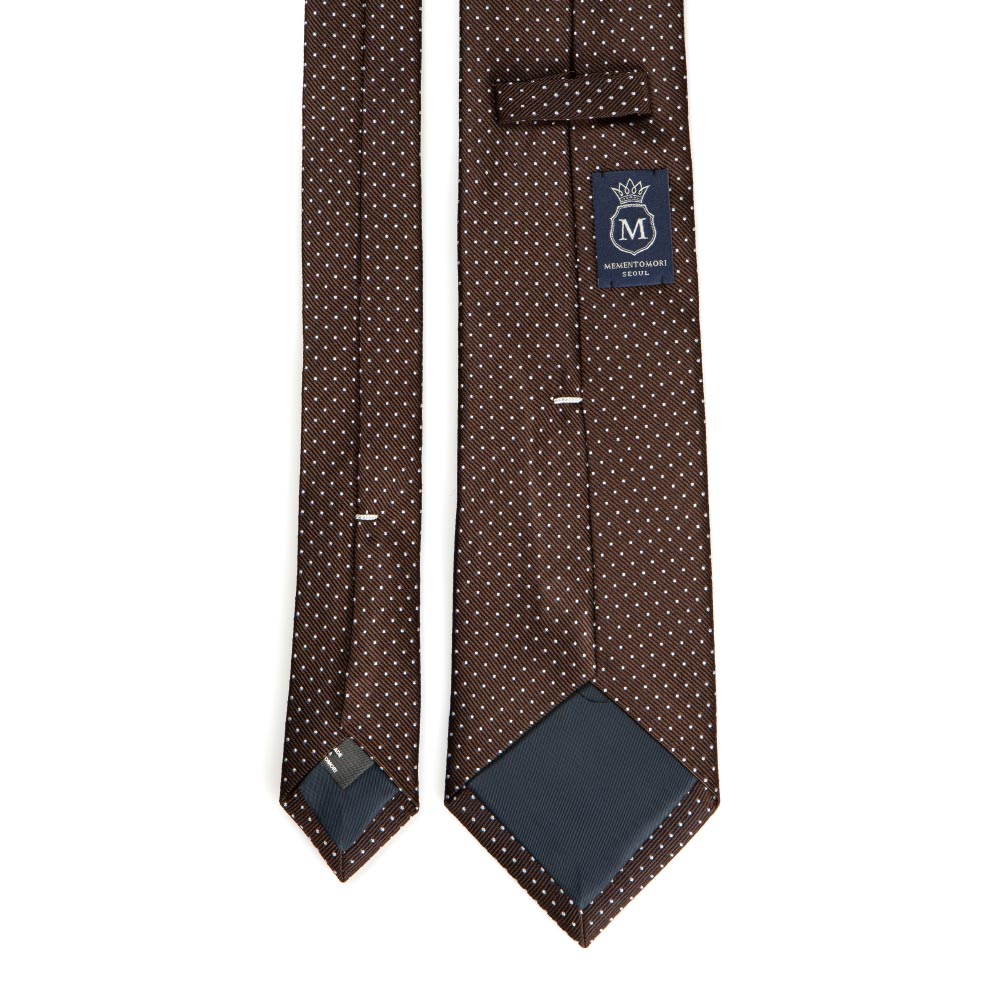 Pin Dot Brown Silk Tie
