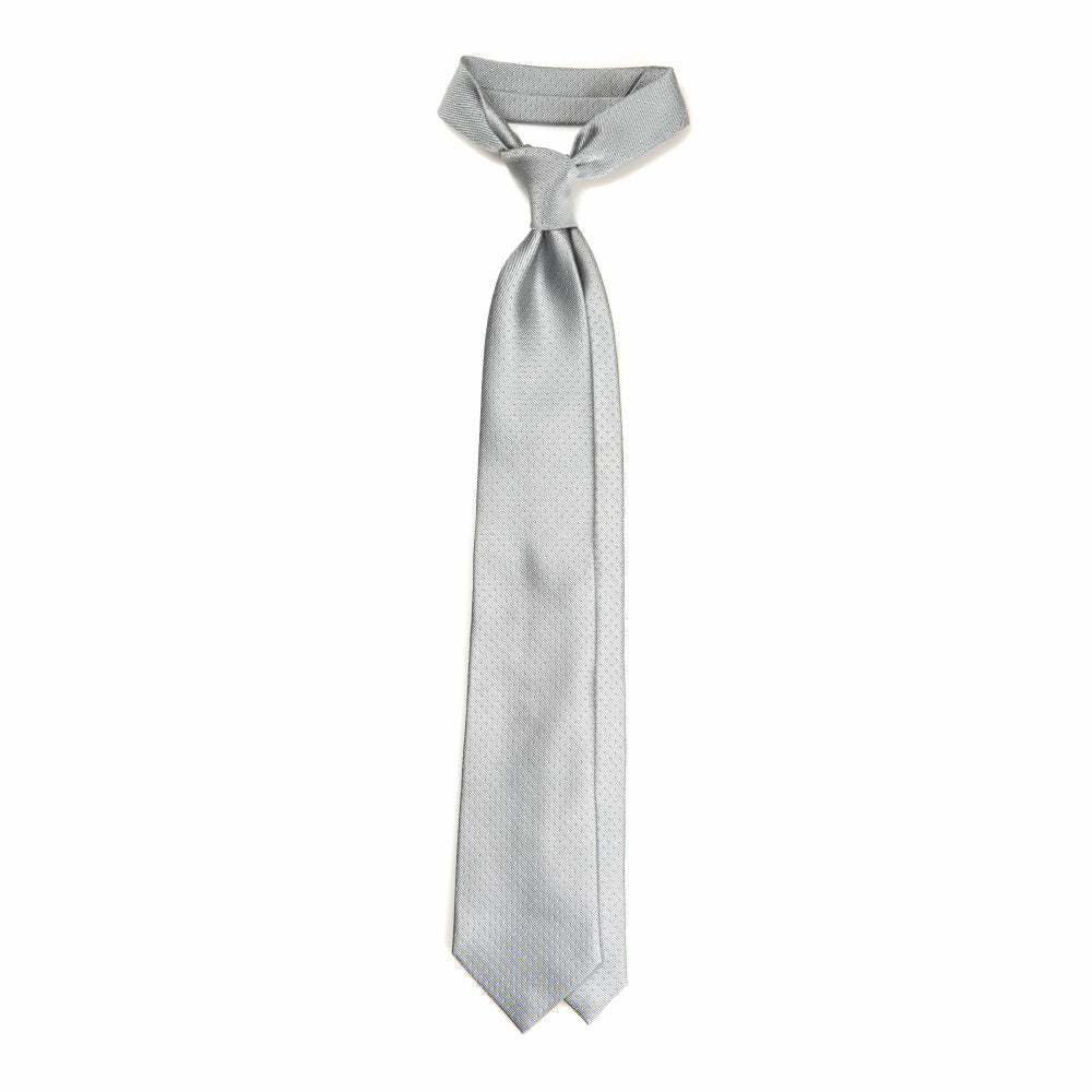 Pin Dot Silver Silk Tie