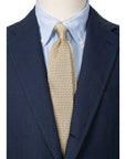Square End Champagne Gold Silk Knitted Tie