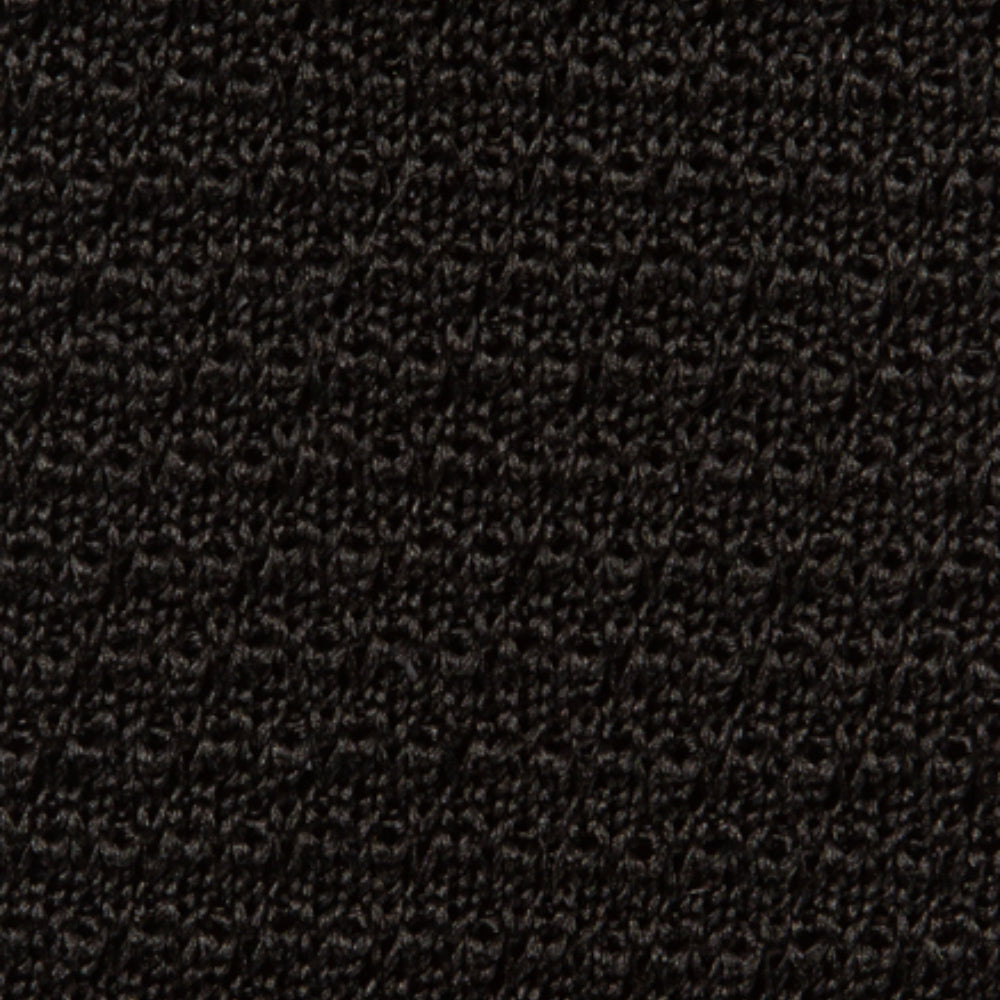 Square End Jet Black Silk Knitted Tie