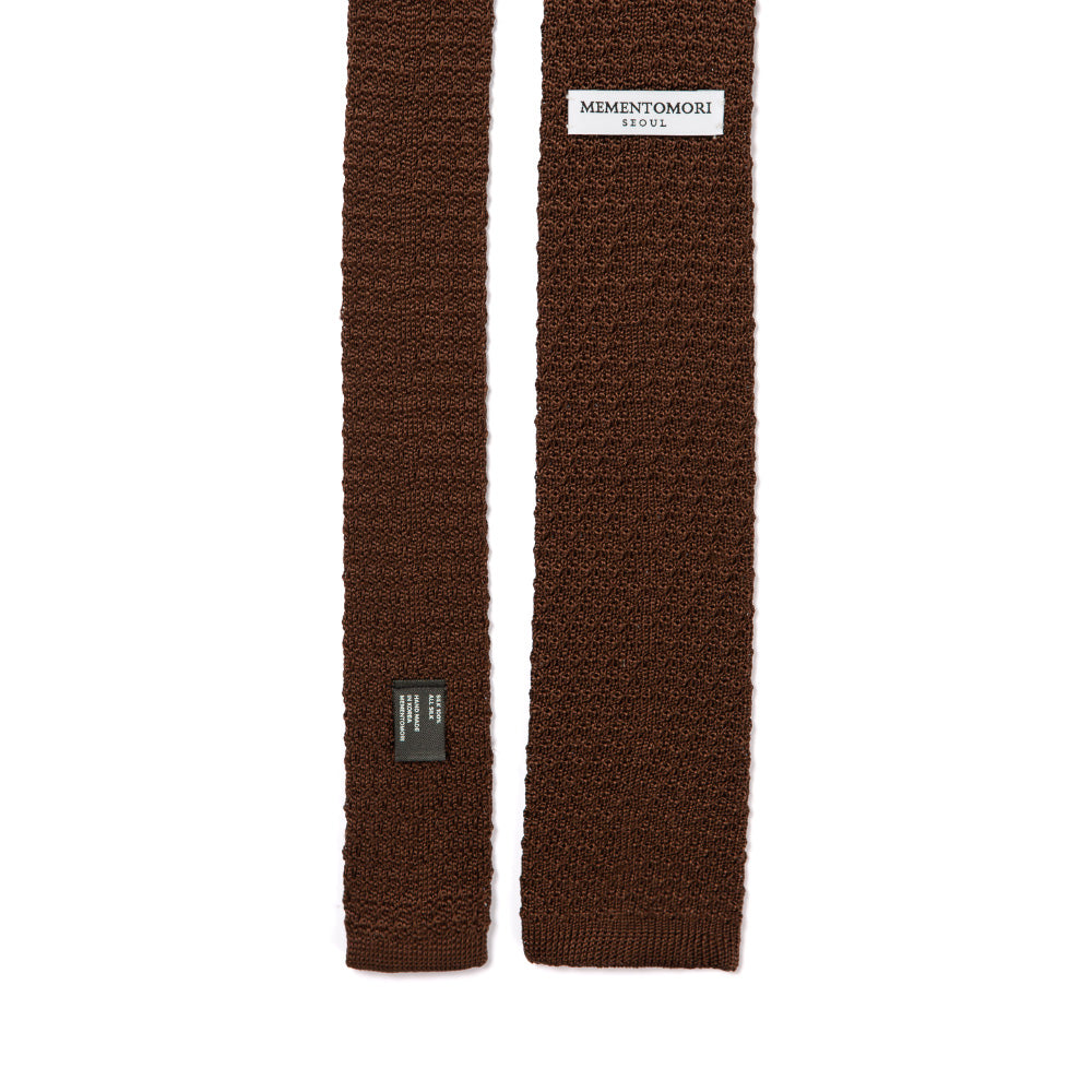 Square End Espresso Brown Silk Knitted Tie