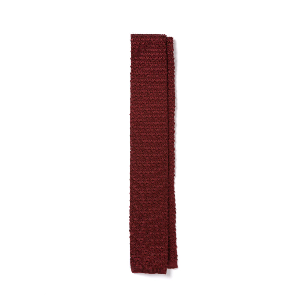 Square End Burgundy Silk Knitted Tie