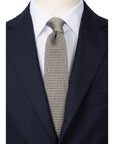 Square End Silver Gray Silk Knitted Tie